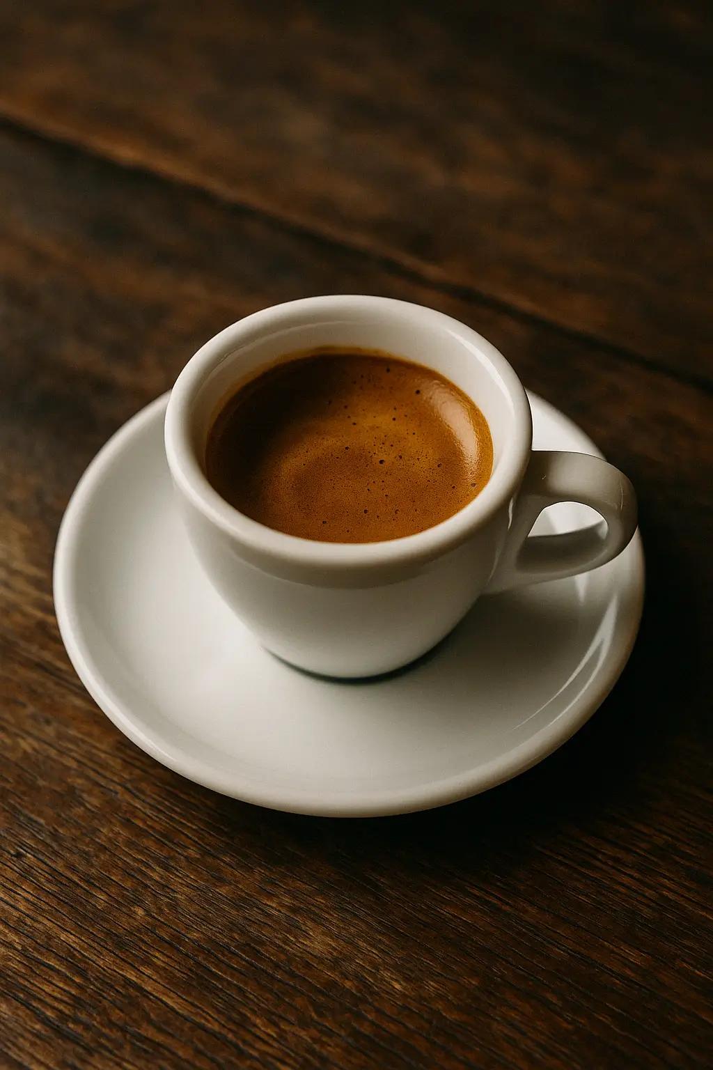 A single shot of rich espresso in a small cup